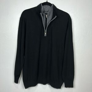 Gianni Marcelo Fine Merino Wool Blend 1/4 Zip Double Mock Neck Size XL